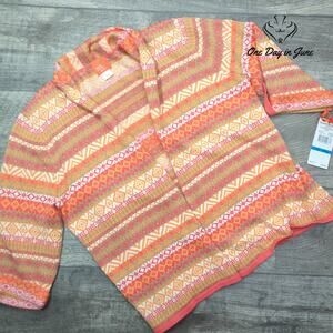 Hearts of Palm Petite Tangerine Dream Cardigan Sweater Size PXL